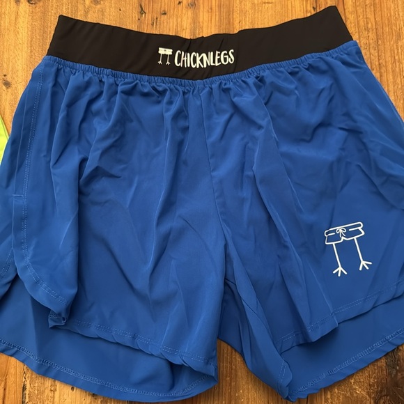 2 pair!!! Men’s Green Blue Running Shorts CHICKNLEGS - Picture 2 of 5